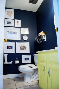 Dark Blue Powder Room     