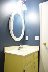 Dark Blue Powder Room     